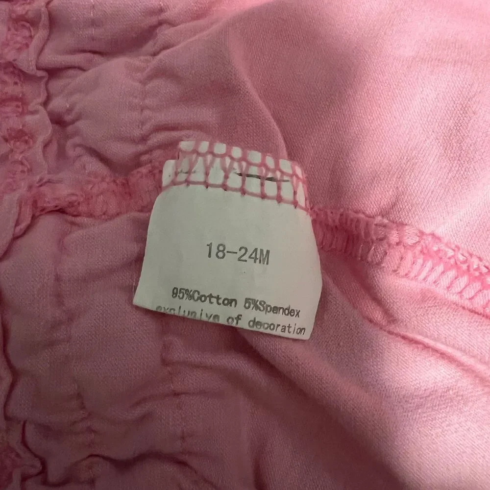 Little Southern Kids Boutique Girls Heart Embroidered Ruffle Romper 18-24m Pink
